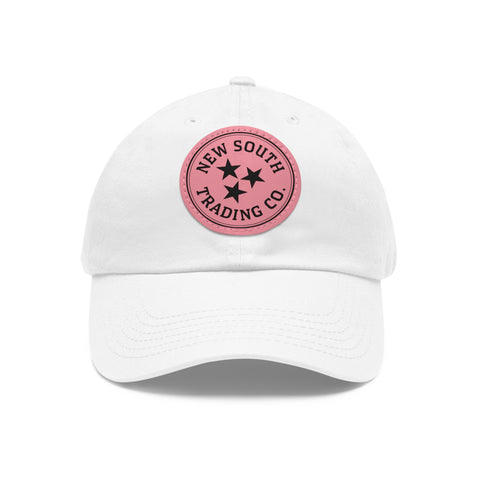 Dad Hat NEW SOUTH Leather Patch - WHITE/PINK