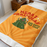 Velveteen Plush Blanket VINTAGE ROCKIN' CHRISTMAS TREE