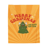 Velveteen Plush Blanket VINTAGE ROCKIN' CHRISTMAS TREE