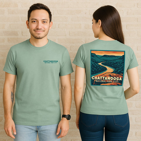 Chattanooga National Park City Unisex T-Shirt (Design on Back) - TENNESSEE RIVER GORGE